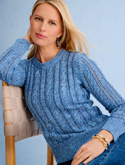 OPEN KNIT CABLE CREWNECK SWEATER - MARL | Talbots discount