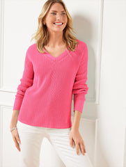 RIBBED V-NECK PULLOVER | Talbots for sale