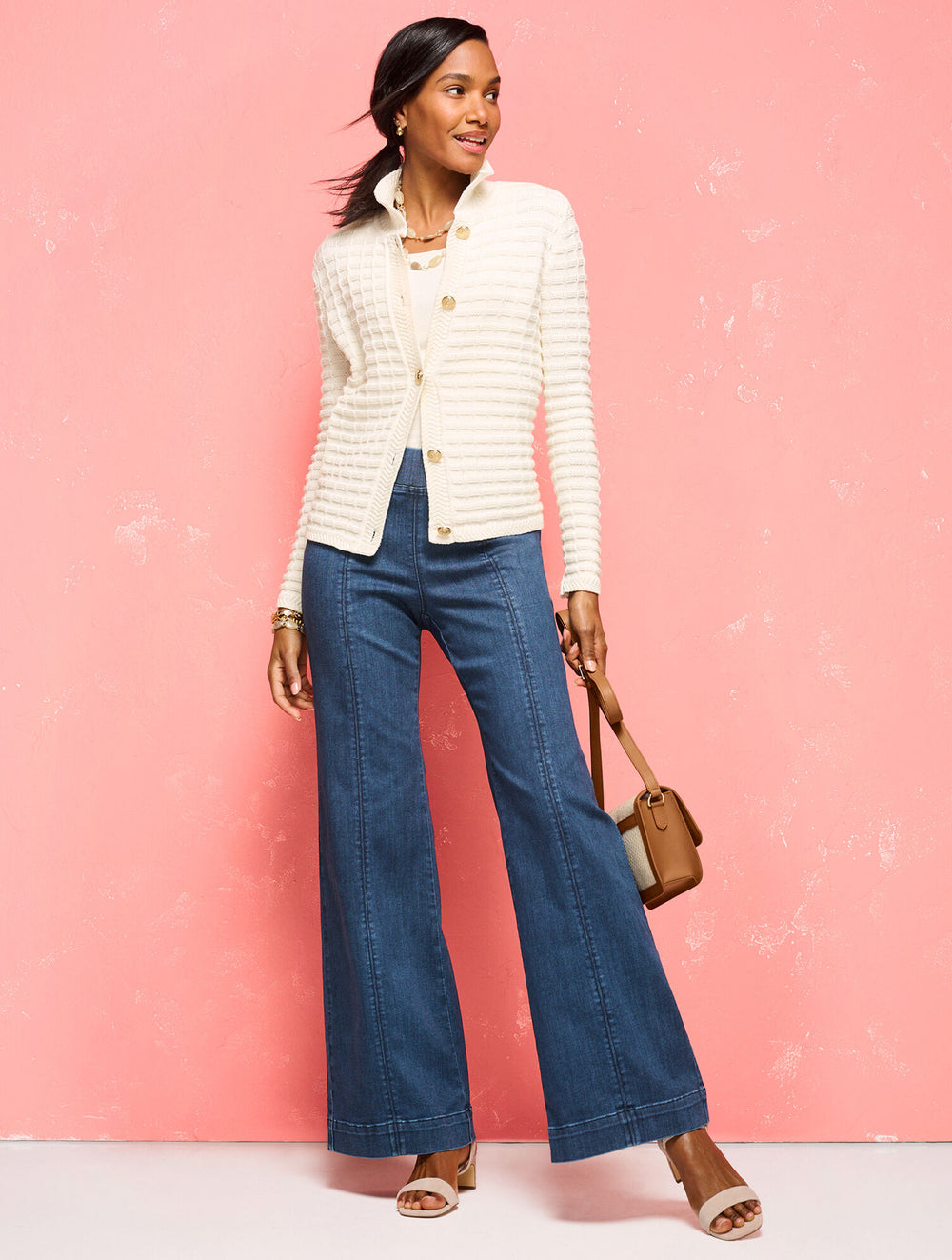 TEXTURED POLO CARDIGAN | Talbots sale