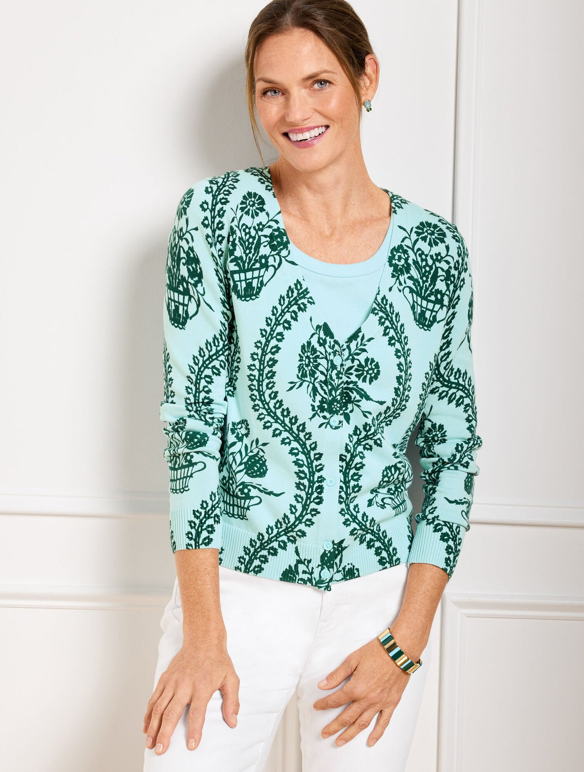 V-NECK CARDIGAN - FLOWING FLORAL | Talbots near me