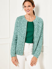 TEXTURE STITCH BOMBER CARDIGAN - MARL | Talbots near me