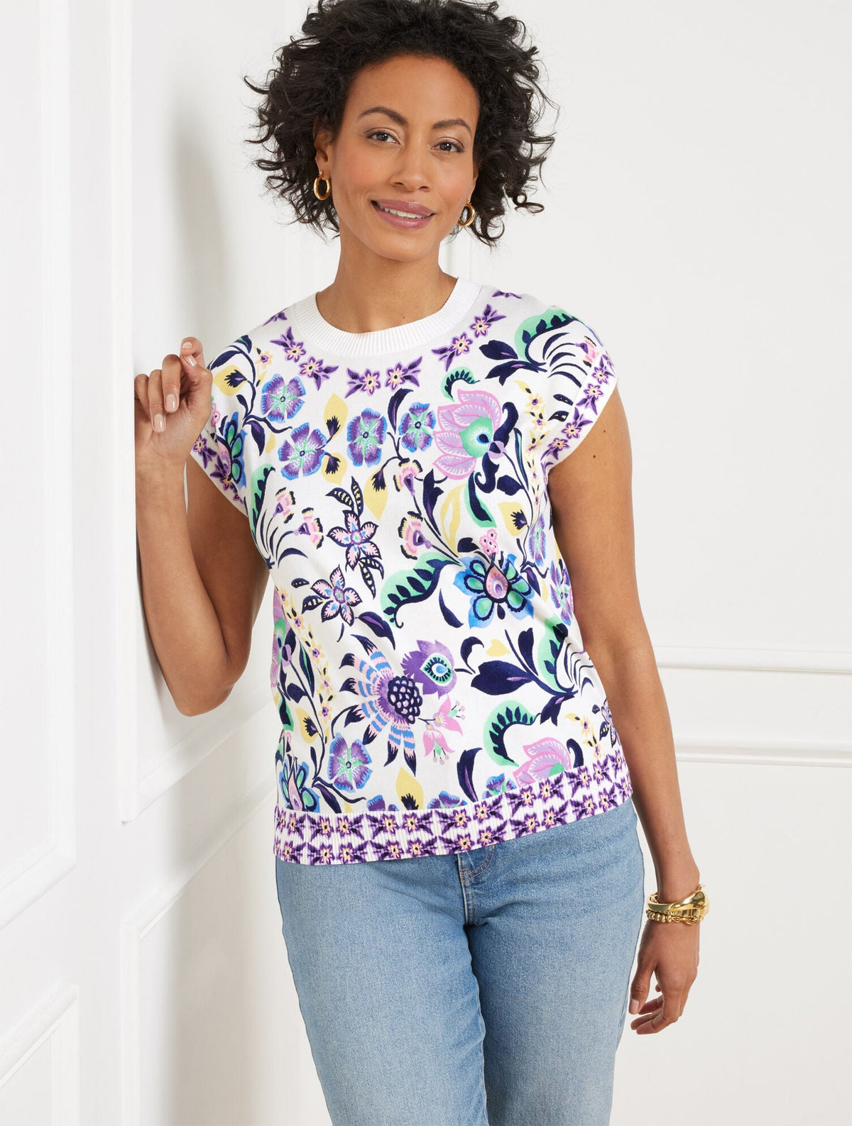 EXTENDED SHOULDER SWEATER - JACOBEAN FLORAL | Talbots near me