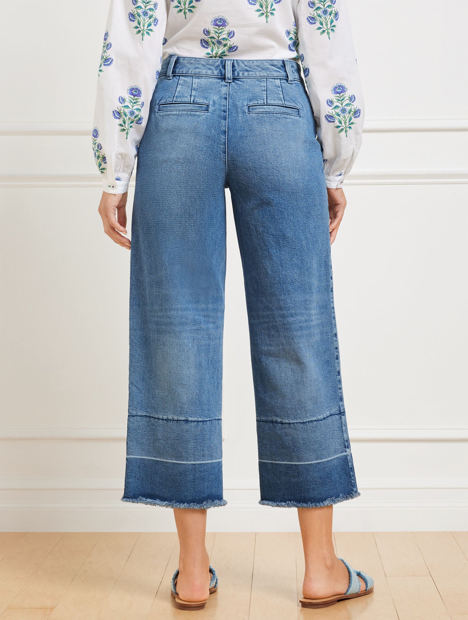 WIDE CROP RELEASED HEM JEANS - MATTITUCK WASH | Talbots discount
