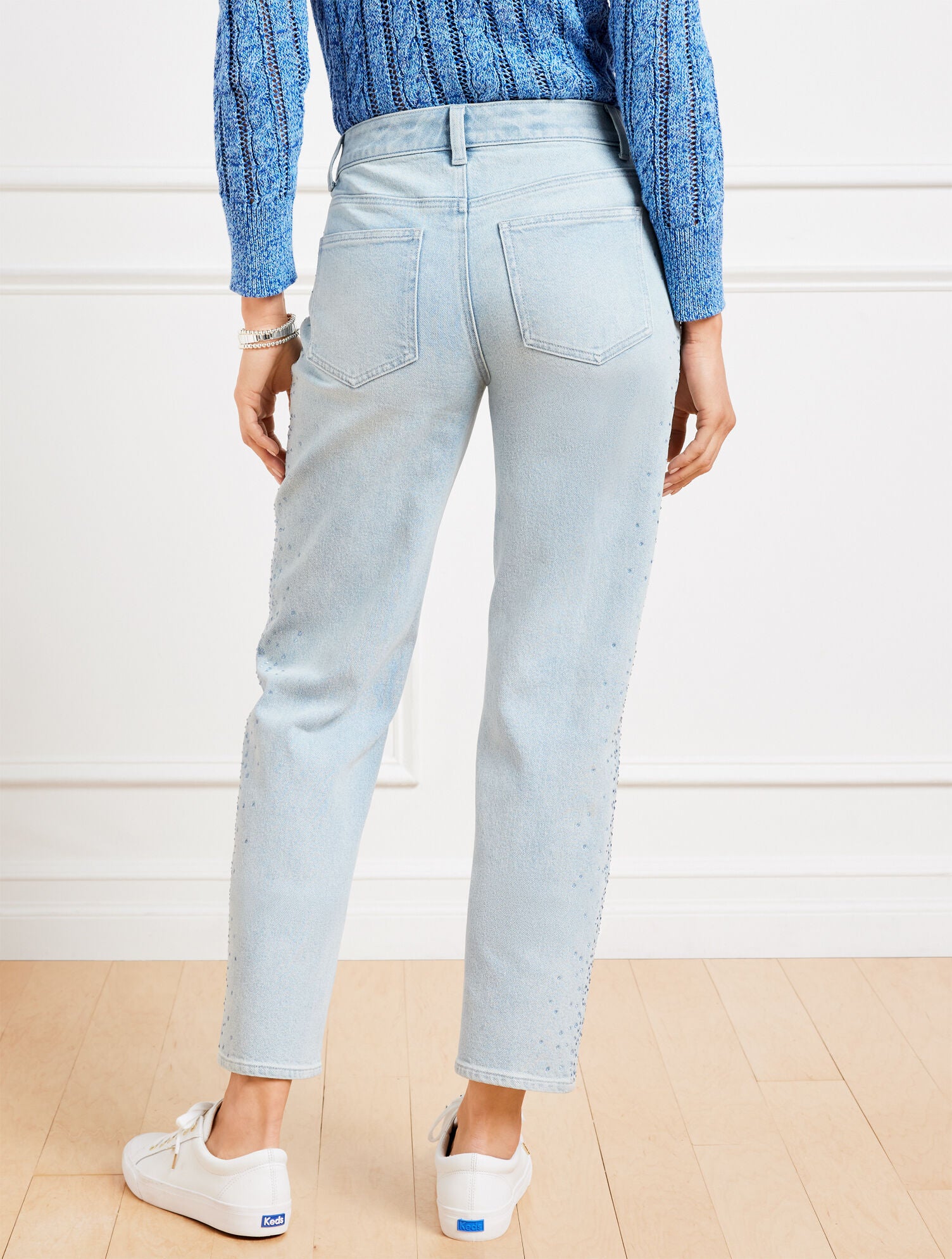 RHINESTONE STOVEPIPE STRAIGHT LEG JEANS - WINDSOR WASH | Talbots US