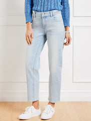 RHINESTONE STOVEPIPE STRAIGHT LEG JEANS - WINDSOR WASH | Talbots US