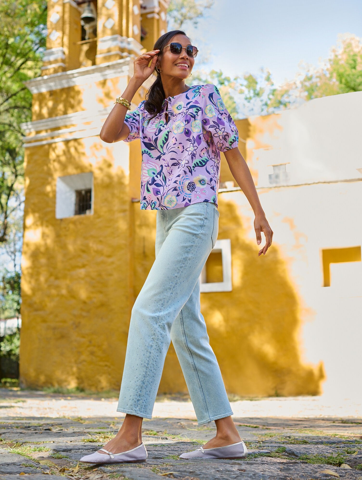 RHINESTONE STOVEPIPE STRAIGHT LEG JEANS - WINDSOR WASH | Talbots US