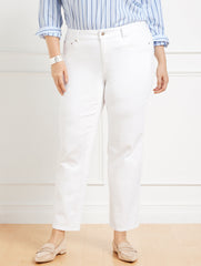 MID RISE STOVEPIPE STRAIGHT LEG JEANS - WHITE | Talbots on sale
