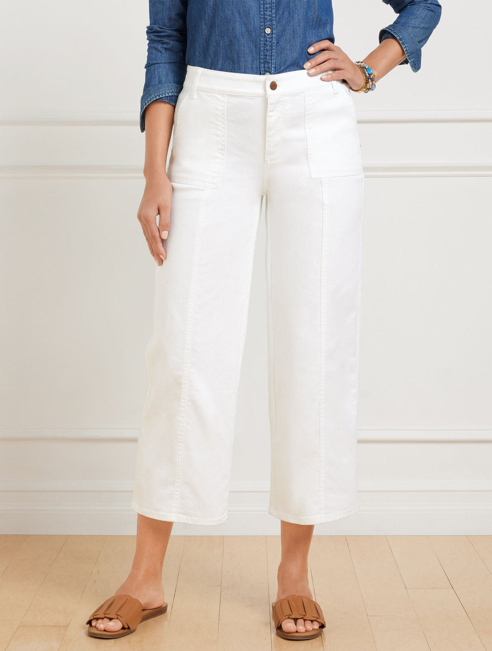 WIDE CROP JEANS - WHITE | Talbots near me
