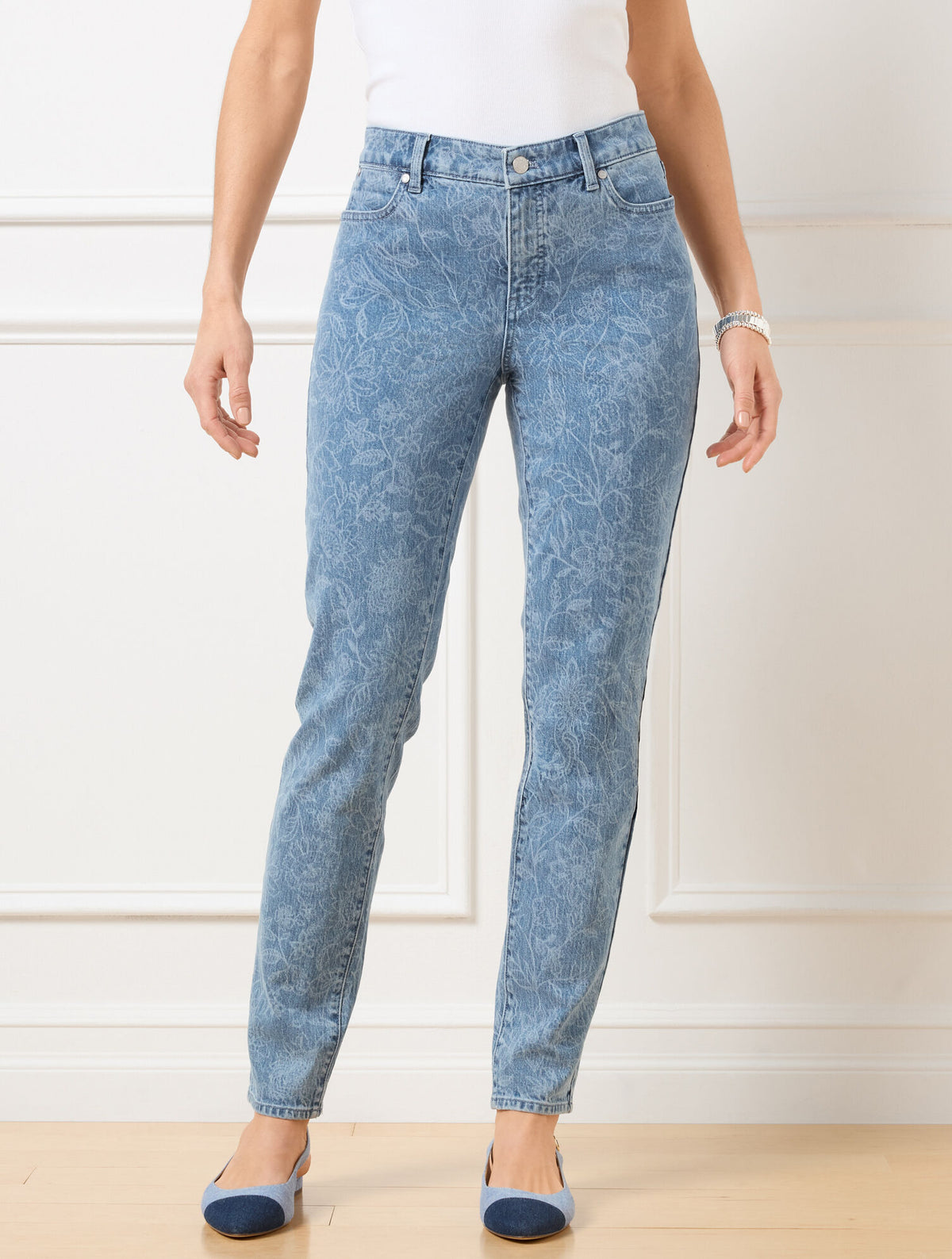 SLIM ANKLE JEANS - LINEAR GARDEN - CURVY FIT | Talbots on sale