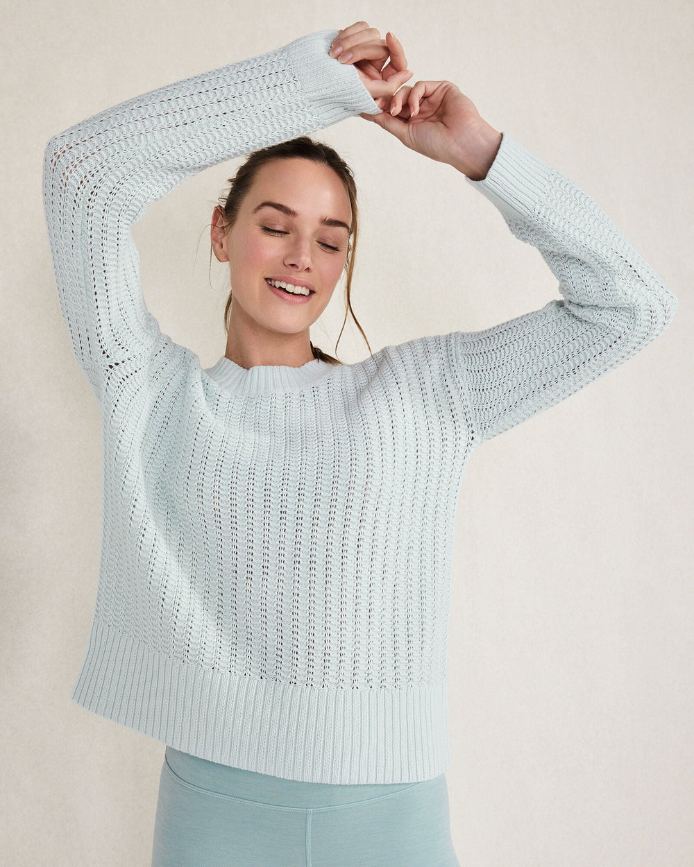 ORGANIC COTTON OPEN STITCH CREWNECK SWEATER | Talbots outlet