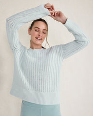 ORGANIC COTTON OPEN STITCH CREWNECK SWEATER | Talbots for sale