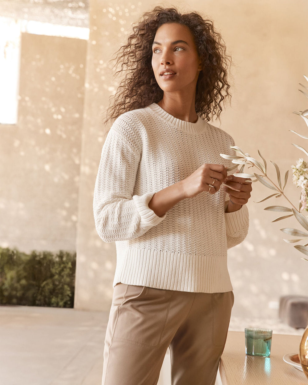 ORGANIC COTTON OPEN STITCH CREWNECK SWEATER | Talbots for sale