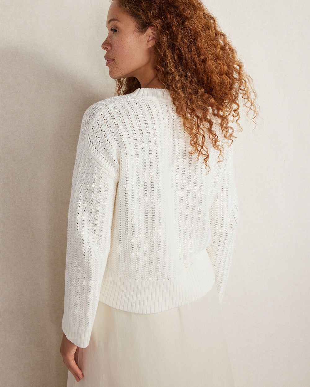 ORGANIC COTTON OPEN STITCH CREWNECK SWEATER | Talbots outlet