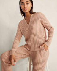 COTTON CASHMERE RIB V-NECK SWEATER | Talbots discount