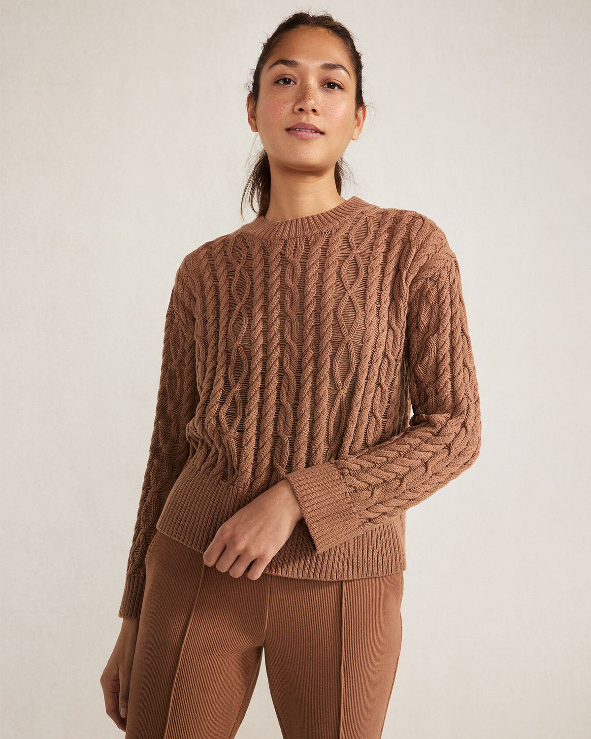 ORGANIC COTTON CABLE KNIT SWEATER | Talbots online