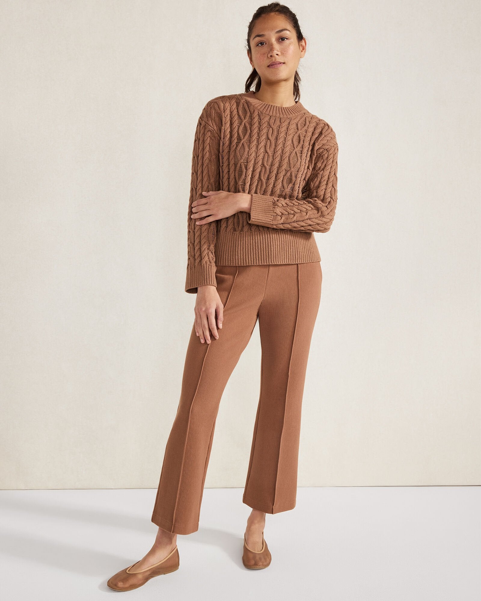 ORGANIC COTTON CABLE KNIT SWEATER | Talbots online