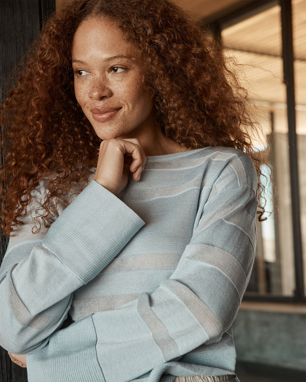 ORGANIC COTTON SHEER STRIPE BATEAU NECK SWEATER | Talbots outlet