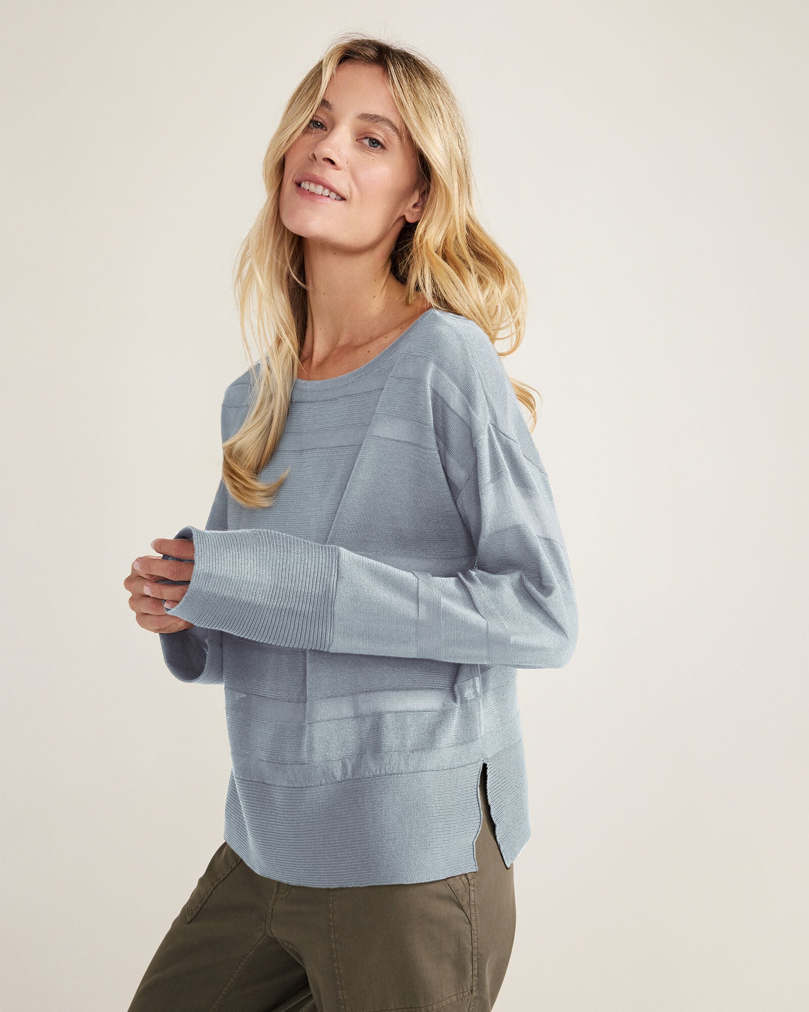 ORGANIC COTTON SHEER STRIPE BATEAU NECK SWEATER | Talbots outlet