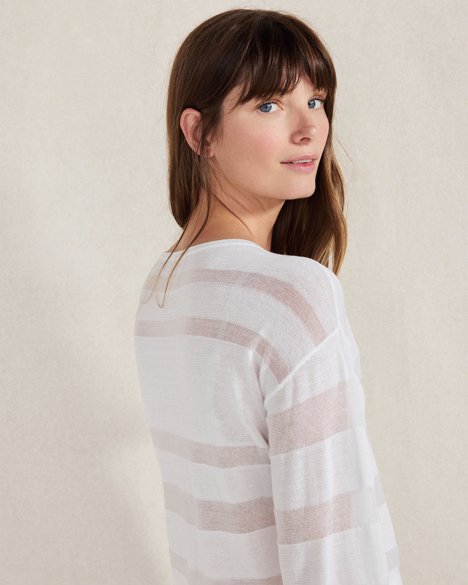ORGANIC COTTON SHEER STRIPE BATEAU NECK SWEATER | Talbots US