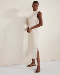 ORGANIC COTTON OPEN STITCH FUNNEL NECK DRESS | Talbots near me