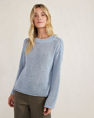 ORGANIC COTTON LINEN TAPE YARN CREWNECK SWEATER | Talbots sale