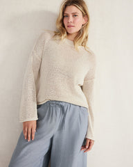 ORGANIC COTTON LINEN TAPE YARN CREWNECK SWEATER | Talbots online