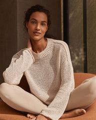 ORGANIC COTTON LINEN TAPE YARN CREWNECK SWEATER | Talbots sale