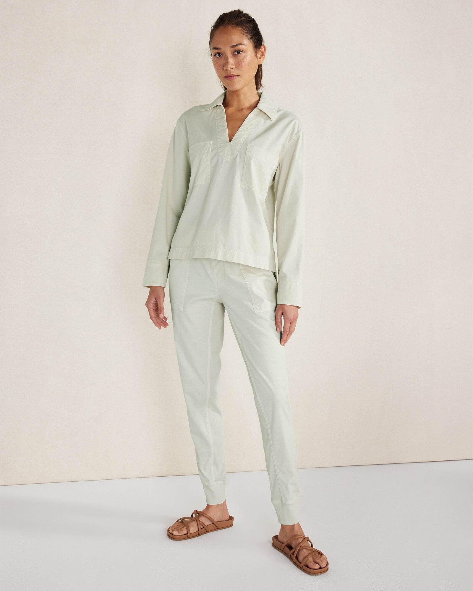 LIGHTWEIGHT TWILL COLLARED PULLOVER | Talbots on sale