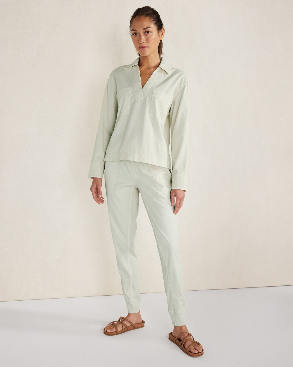 LIGHTWEIGHT TWILL COLLARED PULLOVER | Talbots on sale