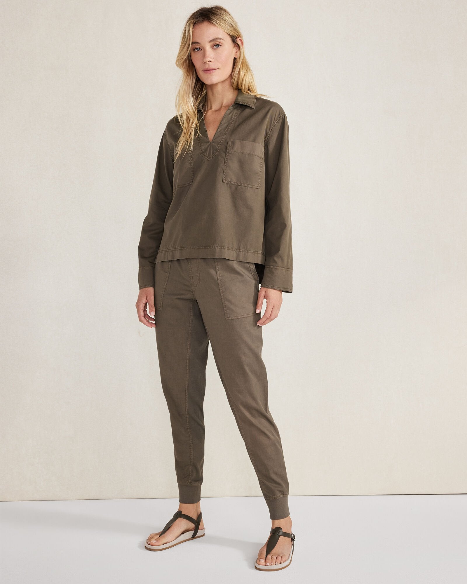 LIGHTWEIGHT TWILL COLLARED PULLOVER | Talbots on sale