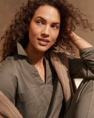 LIGHTWEIGHT TWILL COLLARED PULLOVER | Talbots on sale