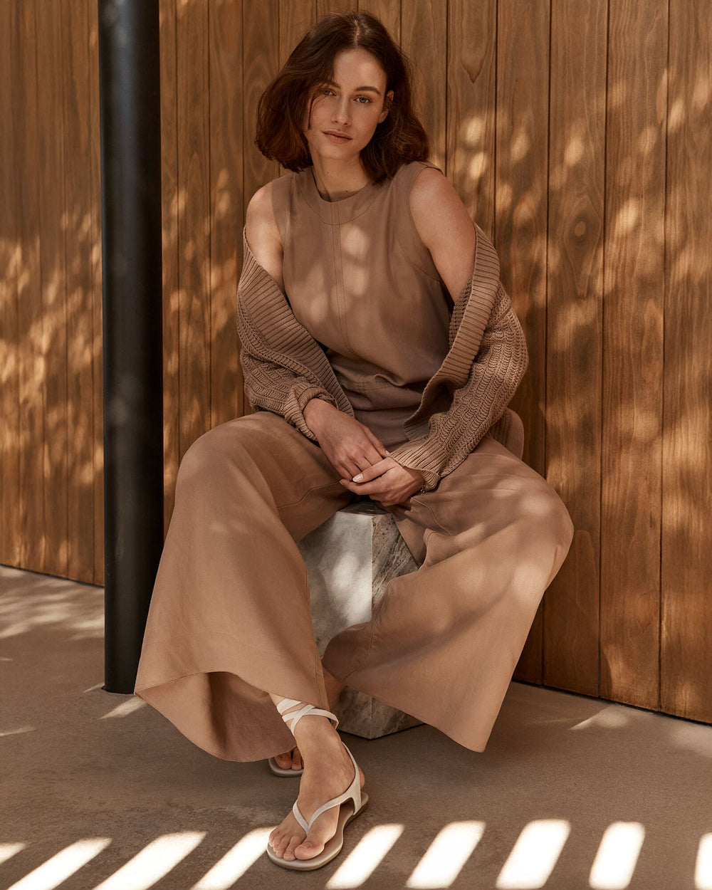 LINEN BLEND WIDE LEG JUMPSUIT | Talbots for sale