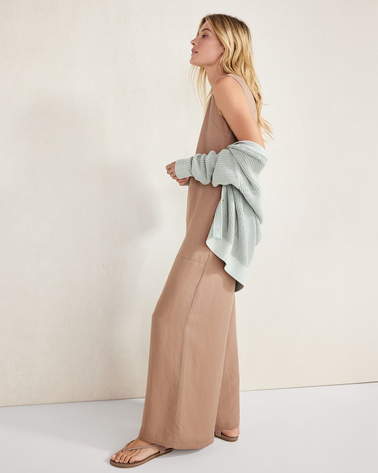 LINEN BLEND WIDE LEG JUMPSUIT | Talbots online