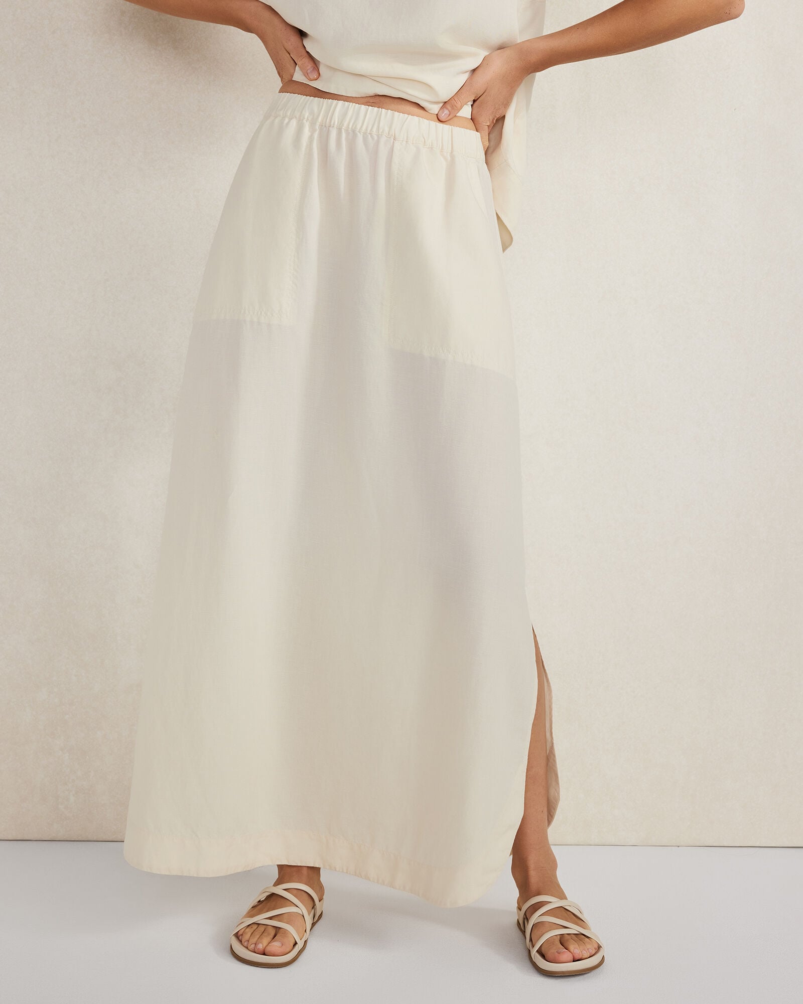 LINEN BLEND MAXI SHIRTTAIL SKIRT | Talbots for sale