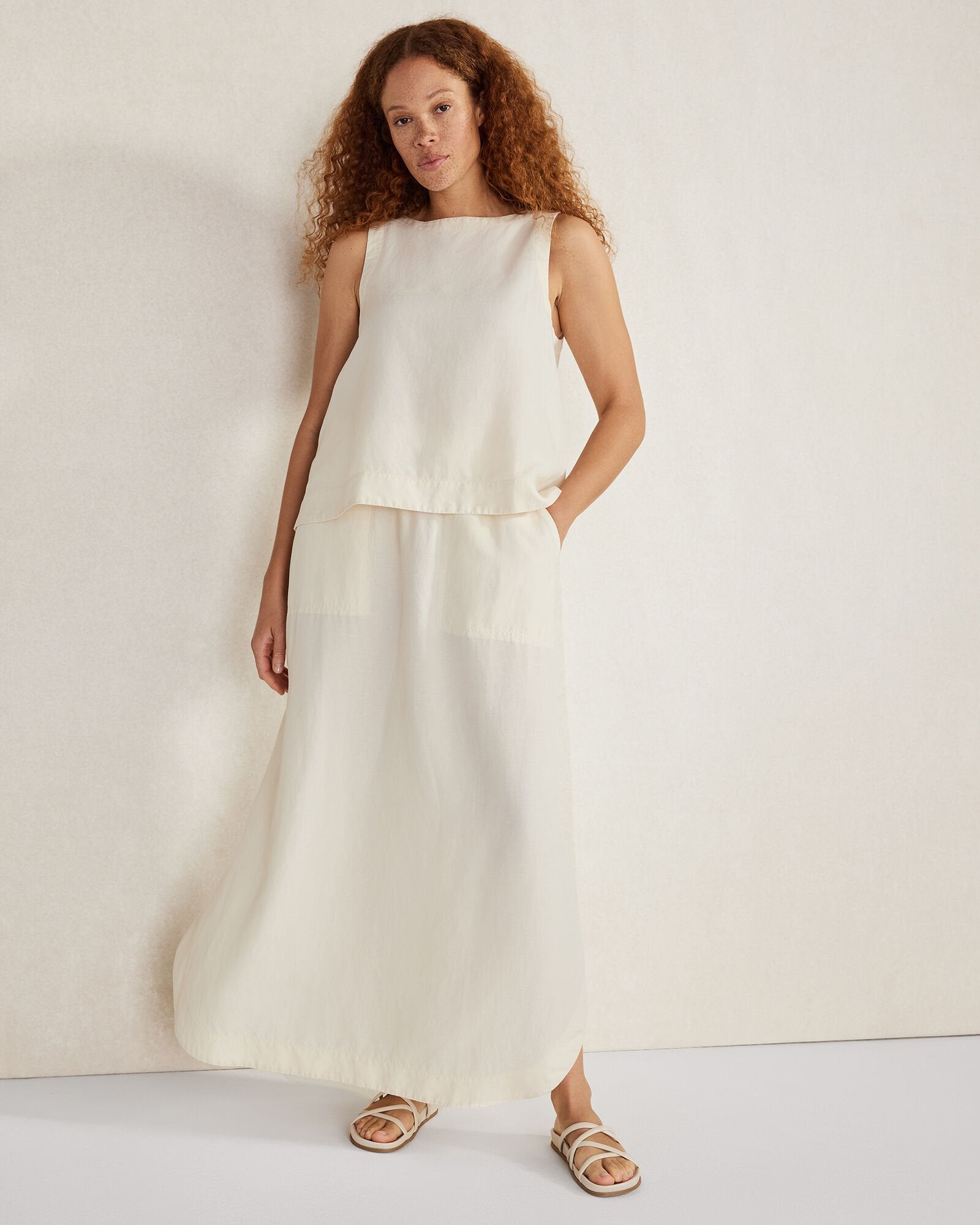 LINEN BLEND MAXI SHIRTTAIL SKIRT | Talbots for sale