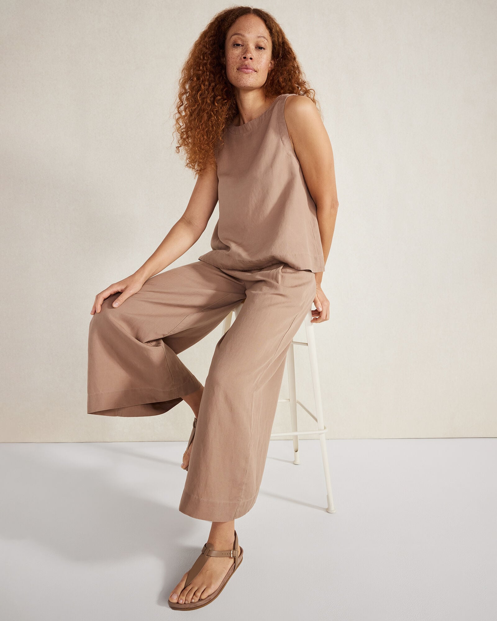 LINEN BLEND BATEAU NECK TOP | Talbots US