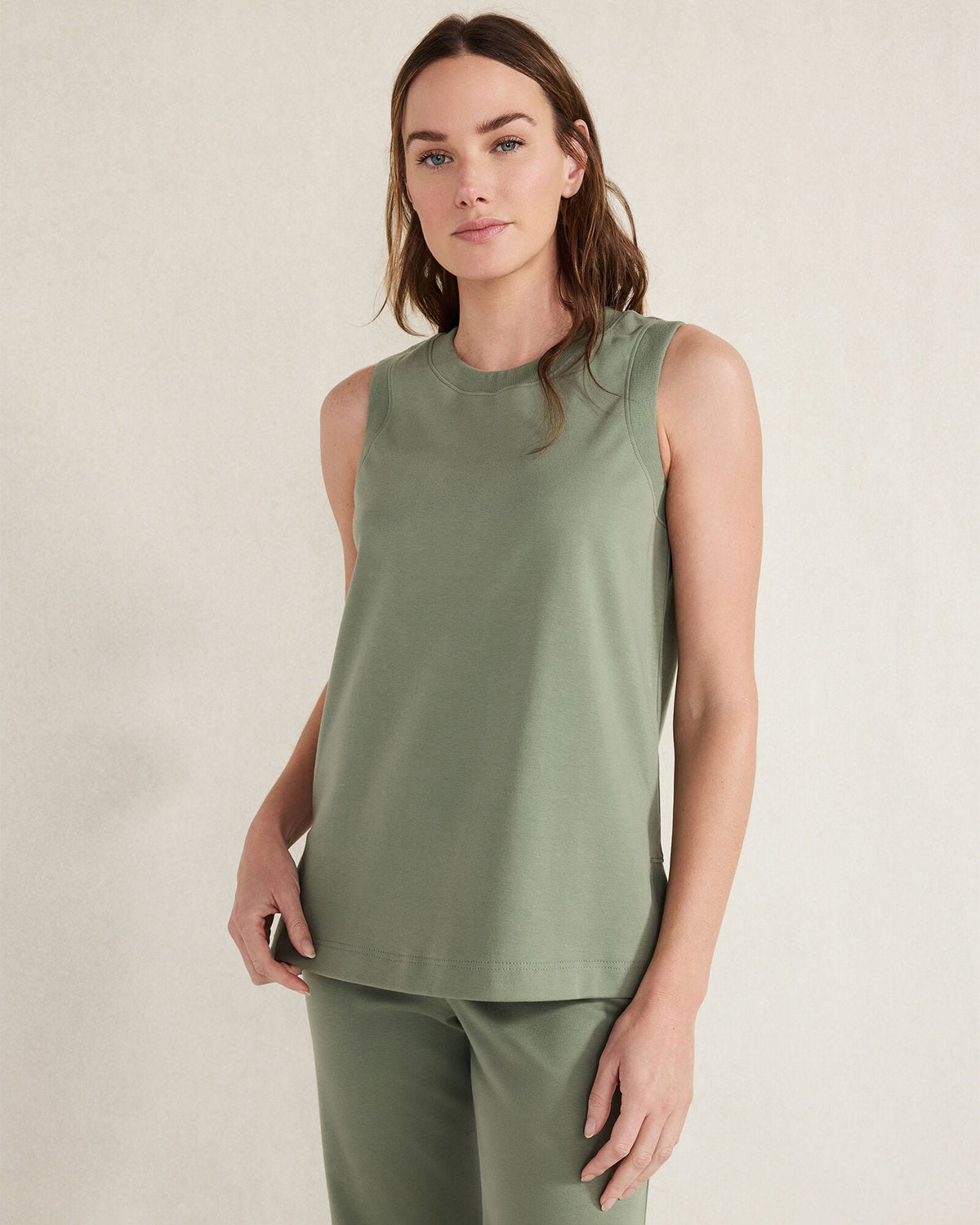 ORGANIC COTTON INTERLOCK SLEEVELESS TUNIC | Talbots sale