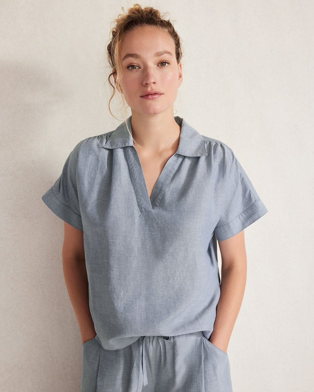 LINEN BLEND COLLARED SHIRT | Talbots on sale