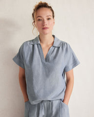 LINEN BLEND COLLARED SHIRT | Talbots on sale