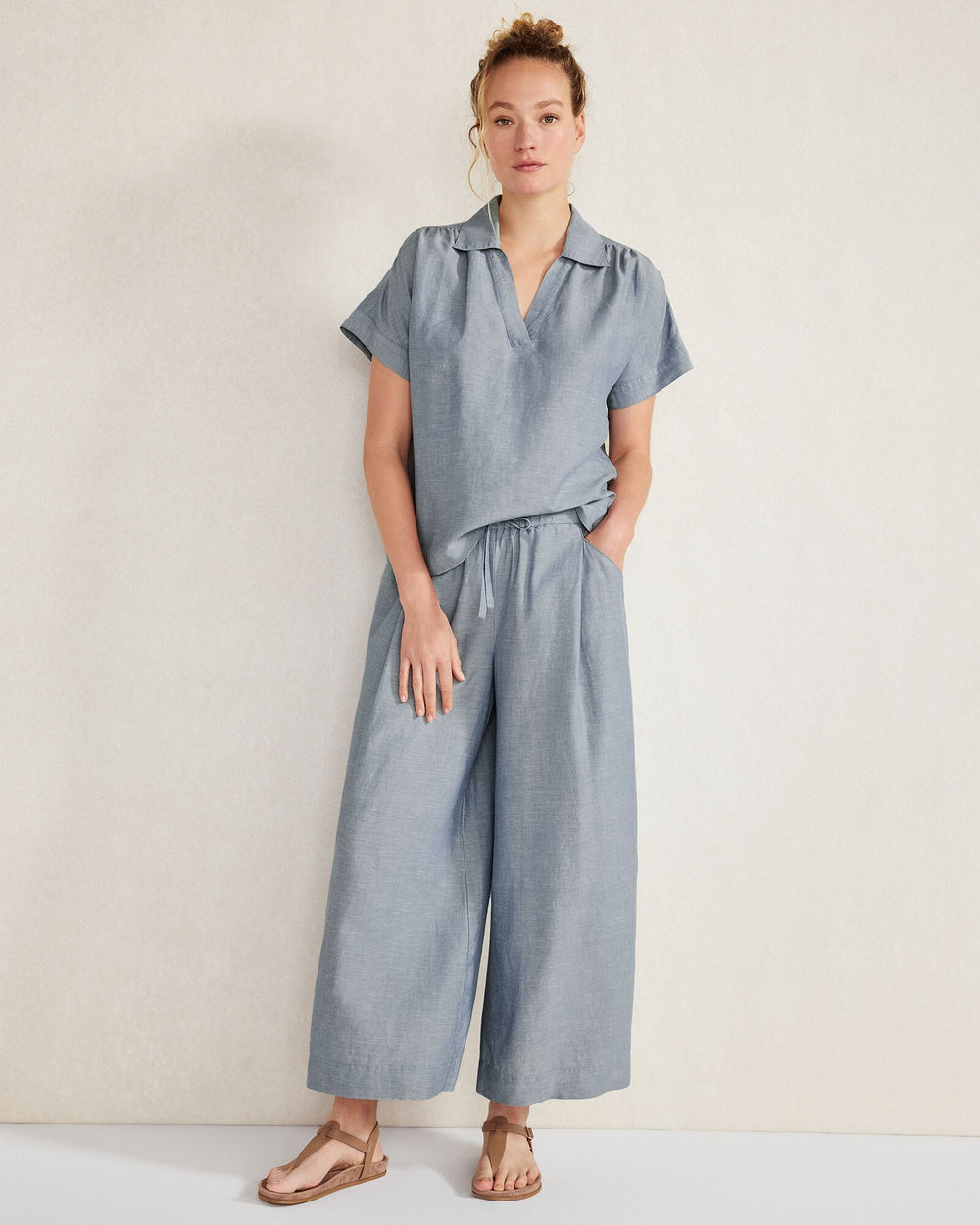 LINEN BLEND COLLARED SHIRT | Talbots on sale