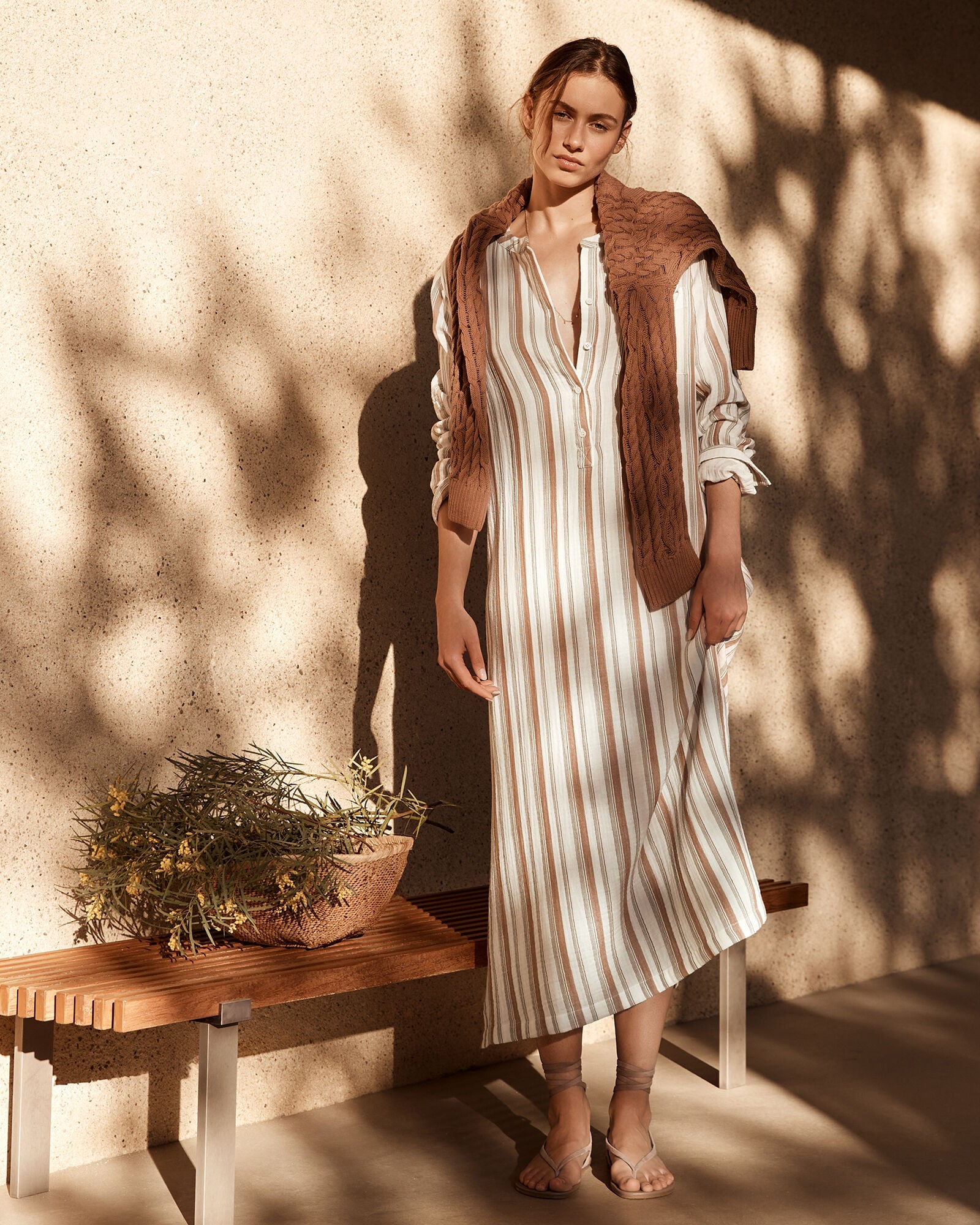 ORGANIC COTTON GAUZE STRIPED DRESS | Talbots US