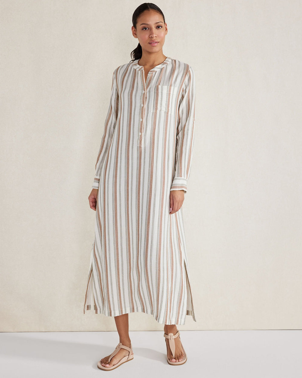 ORGANIC COTTON GAUZE STRIPED DRESS | Talbots US