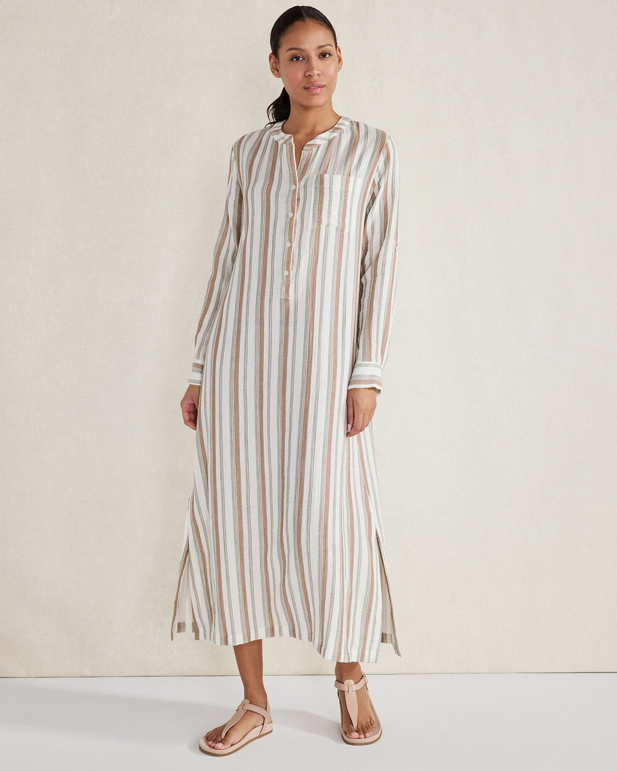 ORGANIC COTTON GAUZE STRIPED DRESS | Talbots US
