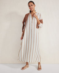 ORGANIC COTTON GAUZE STRIPED DRESS | Talbots US
