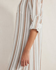 ORGANIC COTTON GAUZE STRIPED DRESS | Talbots US