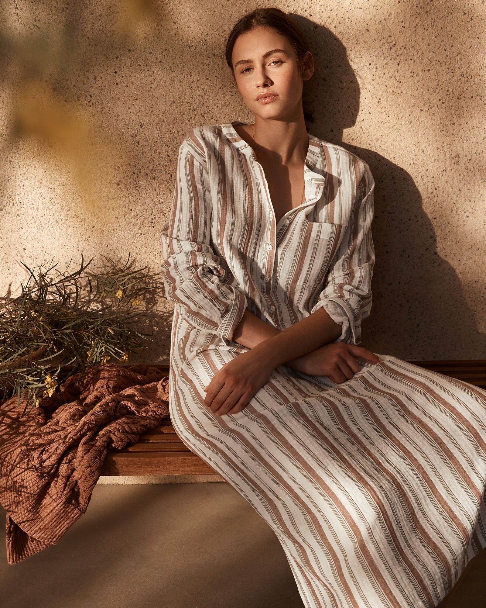 ORGANIC COTTON GAUZE STRIPED DRESS | Talbots US