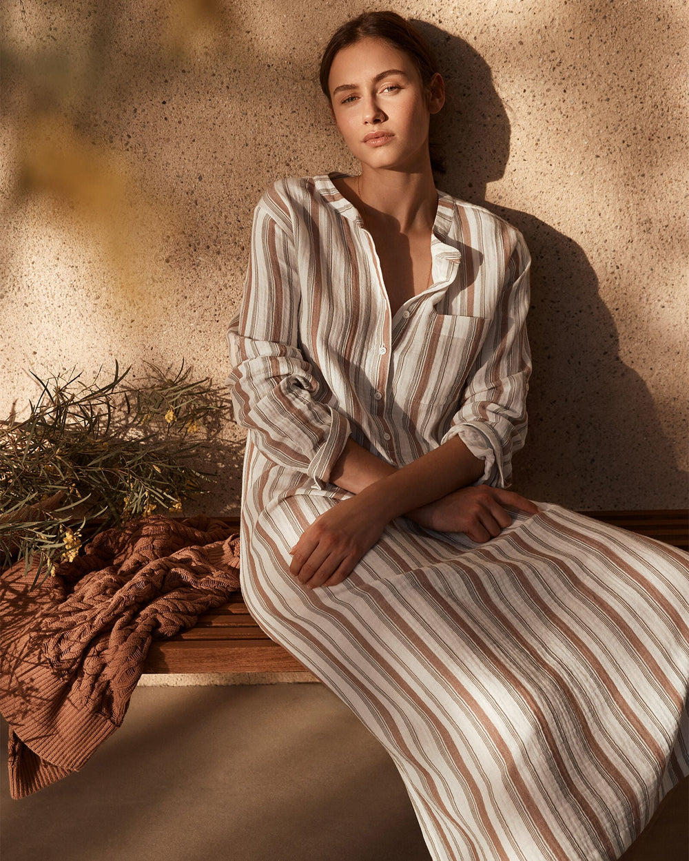 ORGANIC COTTON GAUZE STRIPED DRESS | Talbots US