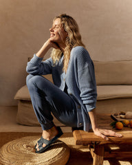 GARMENT-DYED ORGANIC COTTON SHAKER STITCH CARDIGAN | Talbots for sale
