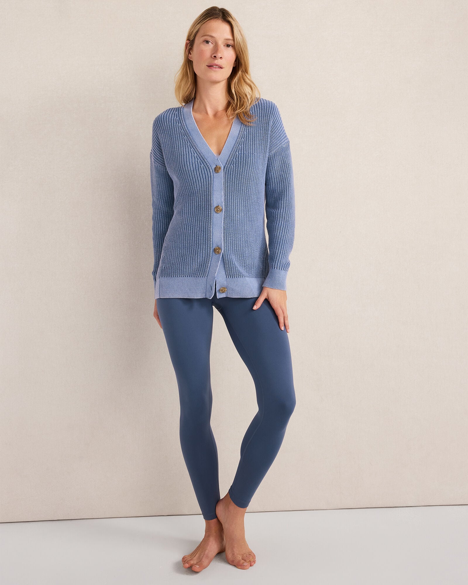 GARMENT-DYED ORGANIC COTTON SHAKER STITCH CARDIGAN | Talbots for sale