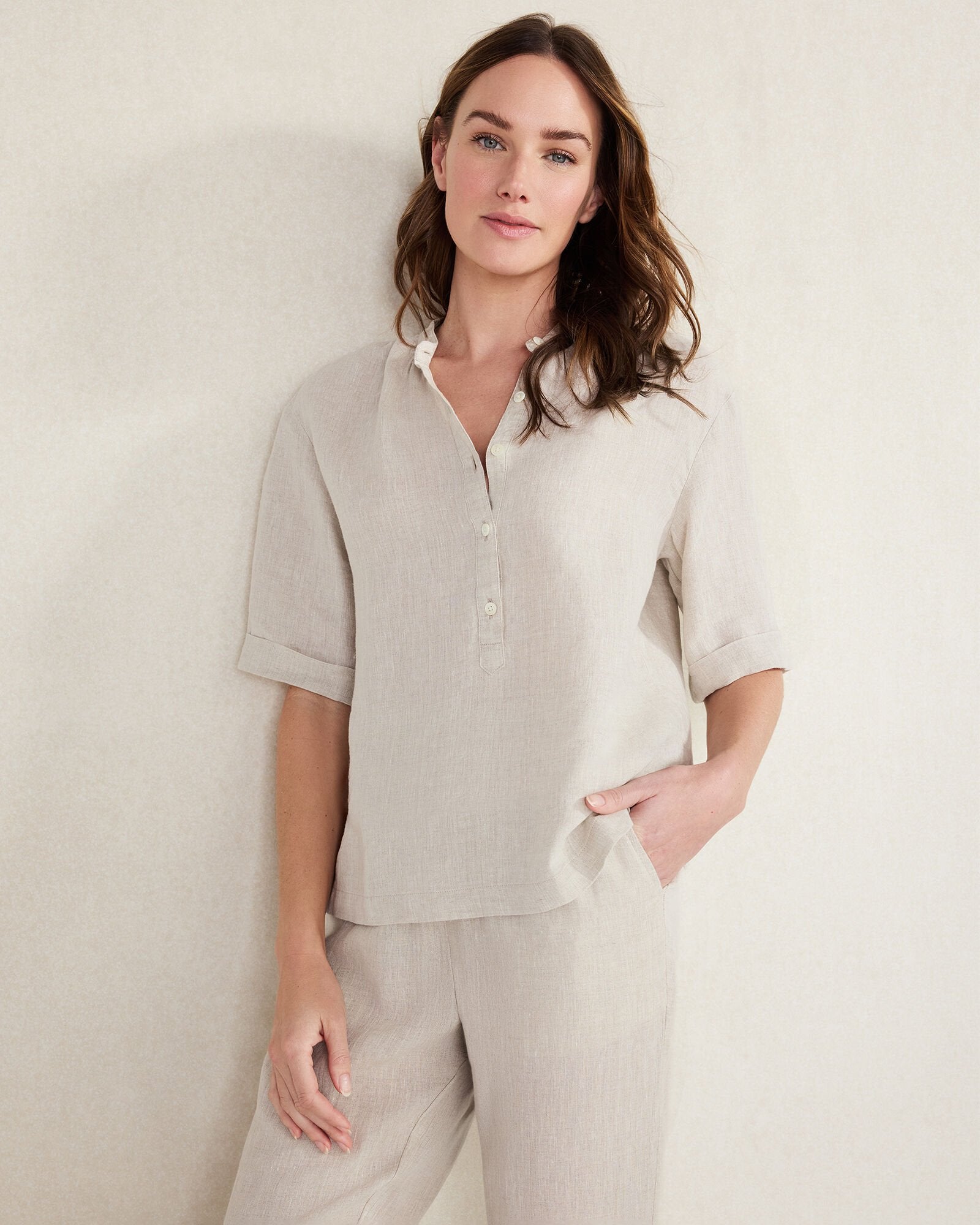 LINEN CUFF SLEEVE TOP | Talbots sale